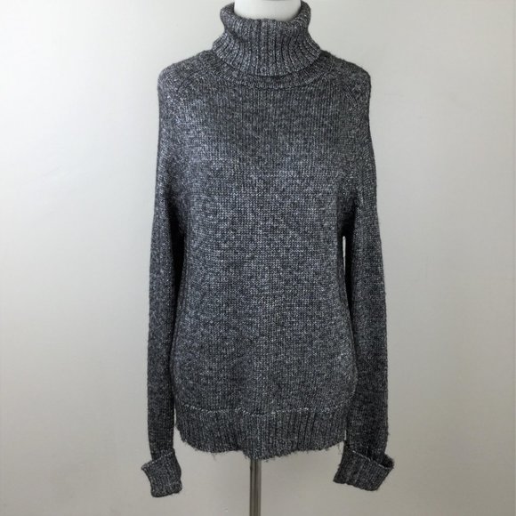 by Anthropologie Metallic Grey Turtleneck Sweater s - Picture 4 of 11